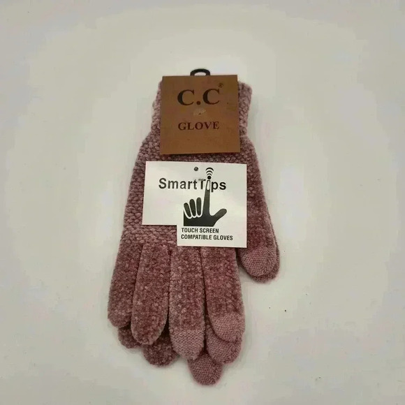 NWT C.C Glove SmartTips Touch Screen Compatible Gloves‎ Rose O/S Chenille Gift - Picture 1 of 7